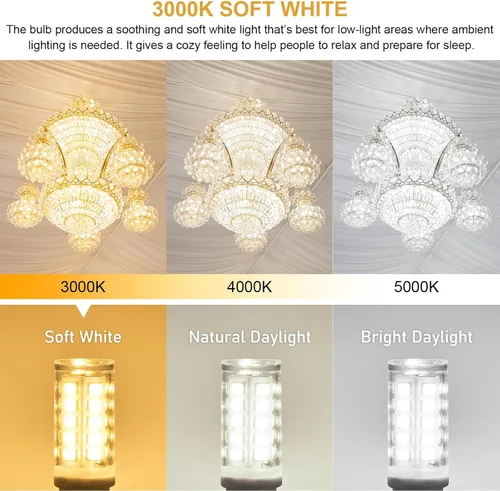 Miniatura 4 de Paquete de 12 bombillas LED G9 de 3000 K, blanco suave, 4 W (equivalente a halógeno de 40 W), bombillas T4 para lámpara de cristal, base de cerámica