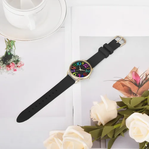 Miniatura 4 de Bisley Reloj de mujer con correa de silicona suave y colorido con números arábigos, fácil de leer