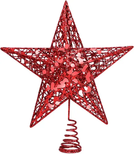 Miniatura 16 de URATOT Adorno Superior de Árbol de Navidad con Purpurina de Metal, Estrella de Alambre Hueca para la Punta del Árbol de Navidad para Decoración