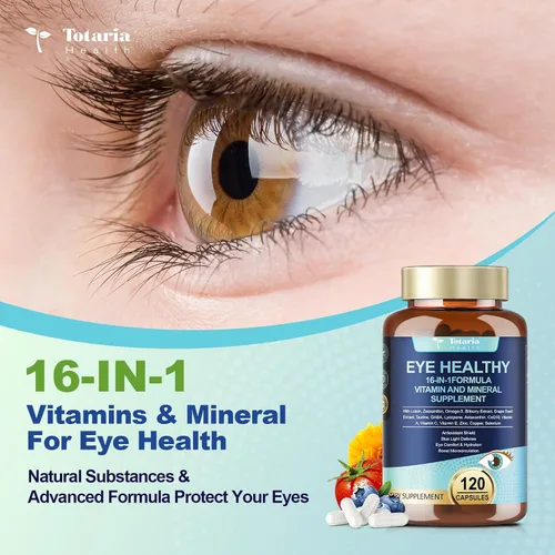 Miniatura 3 de AREDS 2 Vitaminas para los ojos y extracto mineral de arándano Omega-3, vitamina ocular para personas mayores, salud macular y ojo seco, vitaminas