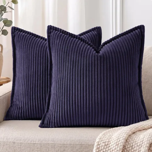 Miniatura 20 de Mecatny Juego de 2 fundas de almohada de pana de 16 x 16 pulgadas, fundas decorativas neutrales suaves de estilo bohemio para sofá y sala de estar