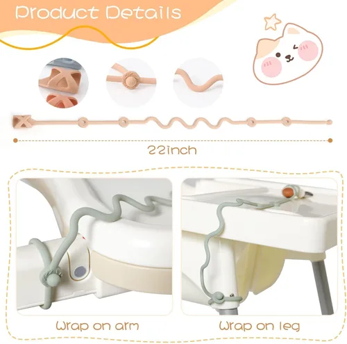 Miniatura 4 de 4PK - Cuchara y tenedor para bebé con correas de soporte para niños mayores de 6 meses, correa esencial de viaje para silla alta, babero o muñeca