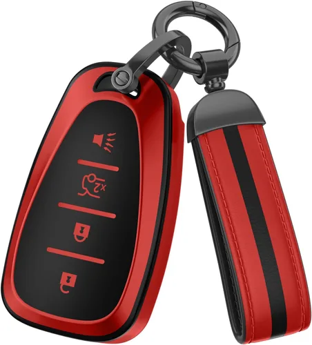 Miniatura 14 de Para accesorios de funda de llavero Chevy, material de TPU mate, con un bonito llavero de cuero, para Equinox Malibu Camaro Cruze Blazer Traverse