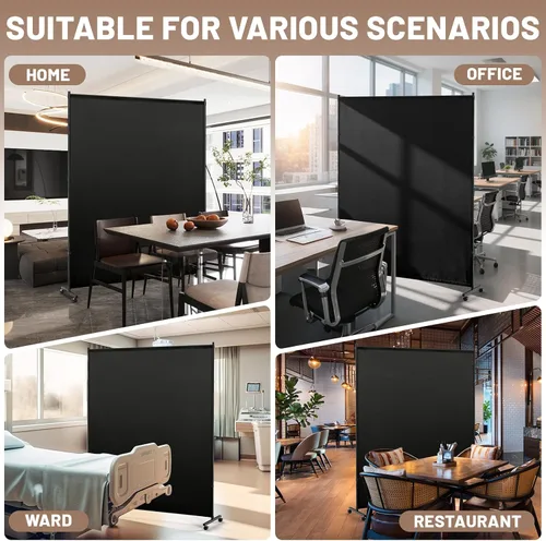 Miniatura 6 de Divisor de habitación/pantalla de privacidad de un solo panel con ruedas giratorias y frenos, partición elegante y versátil para el hogar, oficina