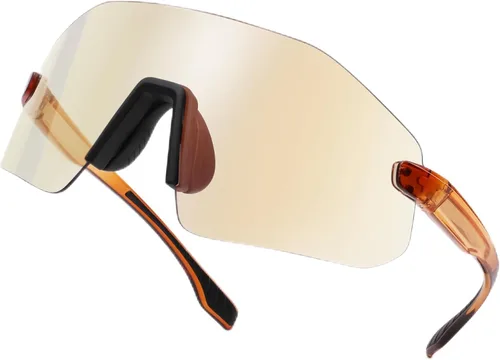 Miniatura 9 de SOJOS Gafas de sol para correr para mujeres y hombres, ligeras TR90 sin marco UV400 gafas deportivas envolventes, SJ2352 Blanco