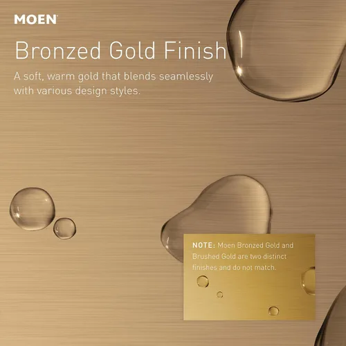 Miniatura 7 de Moen Meena Oro Bronceado - Grifo de fregadero de baño moderno de un solo agujero con una manija, placa de cubierta opcional y montaje de desagüe