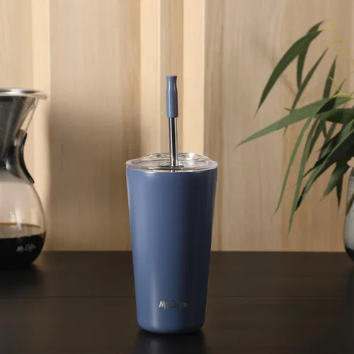 Miniatura 3 de Mr. Coffee Java Quest - Vaso térmico de acero inoxidable de doble pared de 16 onzas con tapa y popote reutilizable, con aislamiento térmico