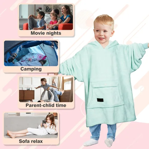 Miniatura 6 de Catalonia - Sudadera con capucha de gran tamaño para niños, sudadera de forro polar portátil con bolsillo frontal grande, para niños de 4 a 12 años