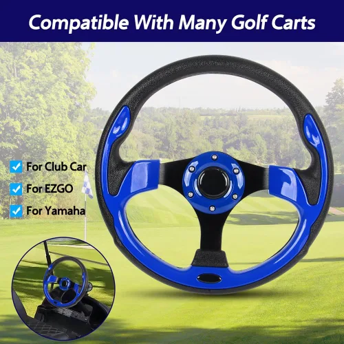 Miniatura 2 de Volante Universal para Club Car DS y Precedent con Marco de Aluminio Negro Adecuado para Carrito de Golf EZGO RXV & TXT, Yamaha..