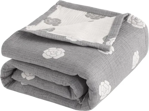 Miniatura 14 de NTBAY - Cobija de muselina y algodón en 3 capas de 106 x 92 pulgadas para cama king, colcha térmica, transpirable, súper suave, teñida en hilo