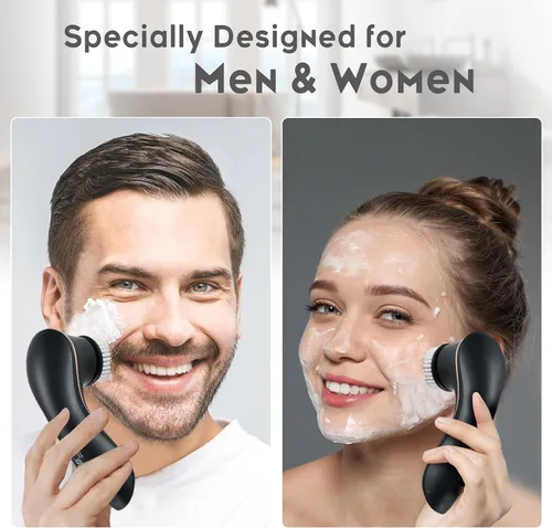 Miniatura 2 de Cepillo de limpieza facial, exfoliante facial, recargable, IPX7, impermeable, dispositivo limpiador eléctrico giratorio para exfoliar, masajear