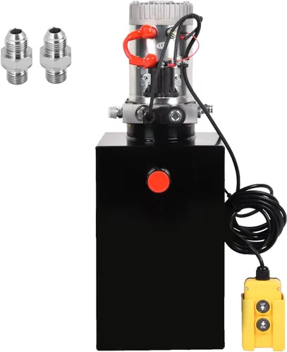 Unidad de potencia hidráulica de 15 cuartos de galón de 12 V DC Bomba hidráulica de efecto único de depósito de metal Bomba de remolque para