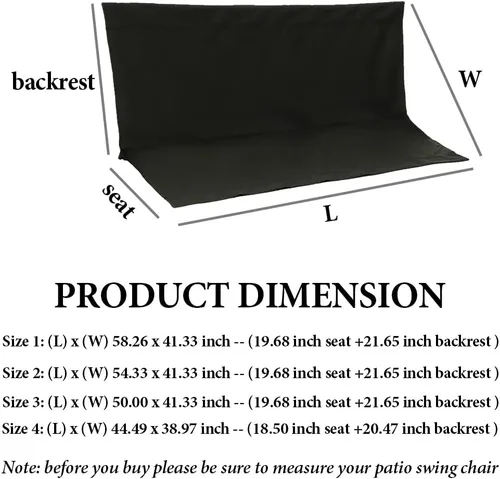 Miniatura 2 de Funda de repuesto para columpio de patio de 2/3 asientos, fundas de repuesto impermeables y resistentes, para asiento de columpio de 44.49 x 38.97