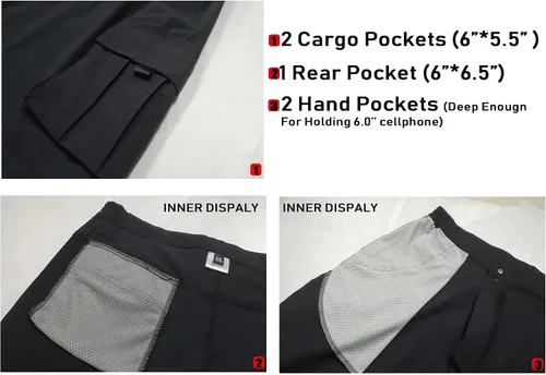 Miniatura 6 de MAGCOMSEN Pantalones de senderismo para hombre, 5 bolsillos grandes, convertibles, con cremallera, de secado rápido, ligeros, pantalones de trabajo