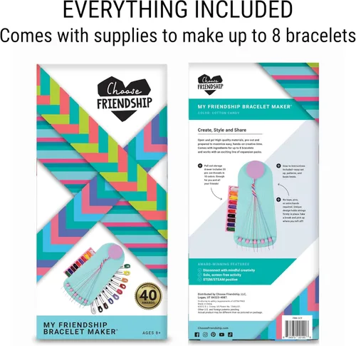 Miniatura 3 de Choose Friendship, My Friendship Bracelet Maker®, un Original Americano 20 hilos precortados - hace hasta 8 pulseras kit de manualidades, niños