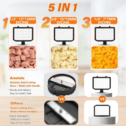 Miniatura 3 de Procesador de alimentos eléctrico Anatole, picador, cortador, triturador 5 en 1, procesador de alimentos comercial de acero inoxidable de 16 tazas