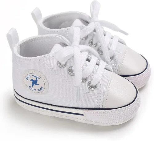 Miniatura 2 de Zapatos unisex para bebés, niñas y niños, suela suave, lona para recién nacidos, primeros pasos, zapatillas altas antideslizantes