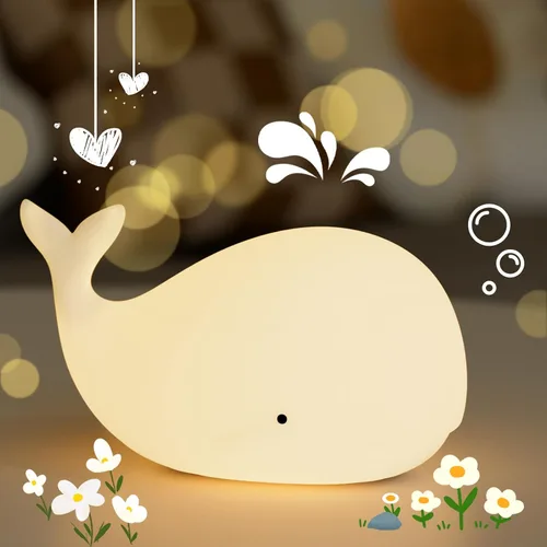 Miniatura 10 de Luz nocturna de silicona para niños – Lámpara recargable con control táctil y 8 colores, lindo diseño de animales para habitación infantil