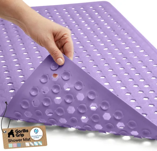 Miniatura 10 de GORILLA GRIP Alfombrilla para bañera patentada, lavable a máquina, con ventosas y orificios de drenaje para mantener las bañeras limpias, suave