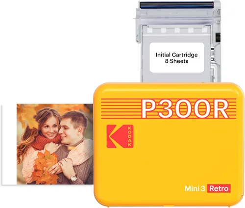 Miniatura 12 de KODAK Mini 3 Retro 4PASS - Impresora fotográfica portátil (3 x 3 pulgadas), inicial, 8 hojas + 30 hojas + paquete de regalo, color blanco