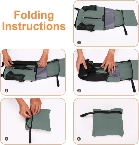 Miniatura 6 de MOSISO Mochila de senderismo ligera para senderismo, mochila plegable para viajes, bolsa de hombro plegable con bolsillo vertical frontal