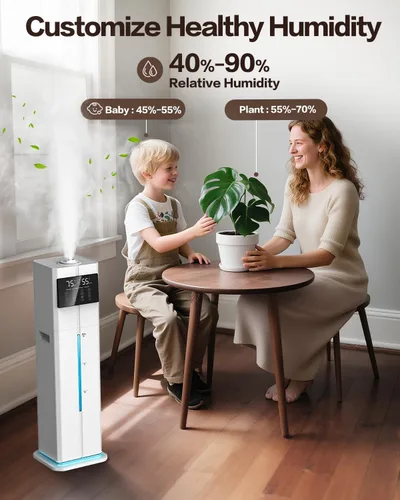 Miniatura 3 de Humidificadores de niebla fría para dormitorio, ultrasónico de 2.4 galones (9L), llenado superior silencioso, fácil limpieza con bandeja de aceite