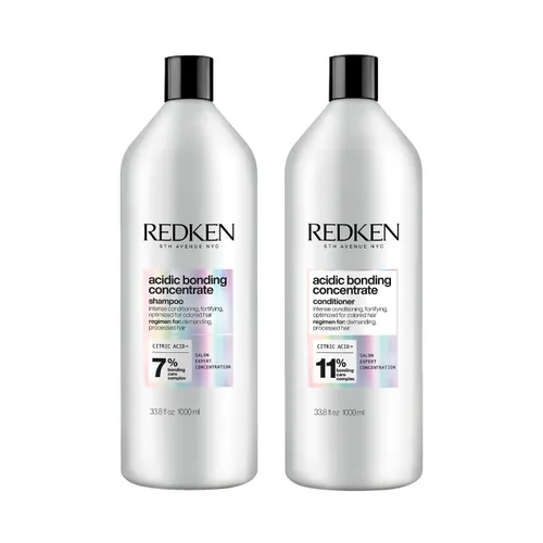 Redken Acidic Bonding Concentrate Shampoo & Conditioner Set For Damaged and All Hair Types - Repair and Strengthen Weak Hair Bonds With Citric Acid,