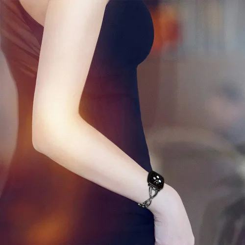 Miniatura 4 de FitTurn Compatible con Fitbit Versa 4/Sense 2/Versa 3/Sense Band para mujer, correa de repuesto de metal con diamantes de imitación de cristal