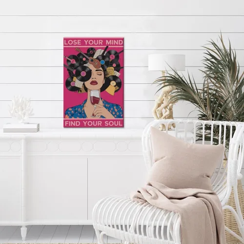 Miniatura 4 de Lienzo decorativo para pared con texto en inglés "Lose Your Mind Find Your Soul", arte de pared con citas inspiradoras para la salud mental, pintura