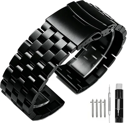 Correas de reloj de metal cepillado para hombres y mujeres, correa de reloj de acero inoxidable sólido 18/20/22/24/26mm, correa de reloj de pulsera