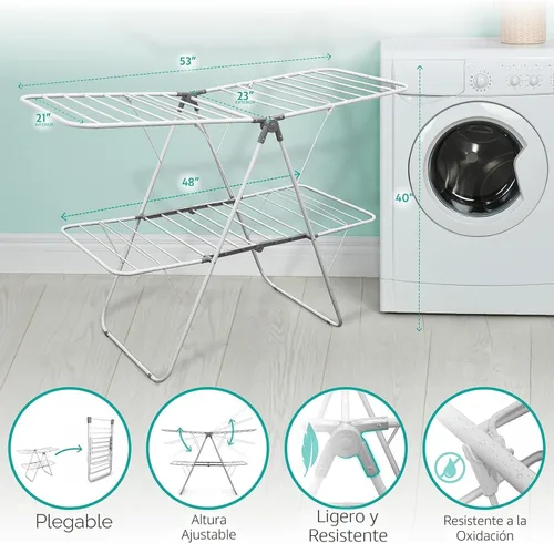Miniatura 5 de BROOKSTONE – Extra Grande – Con Doble Espacio – Estante de Secado de Ropa Plegable de 2 Niveles, para Interior/Exterior