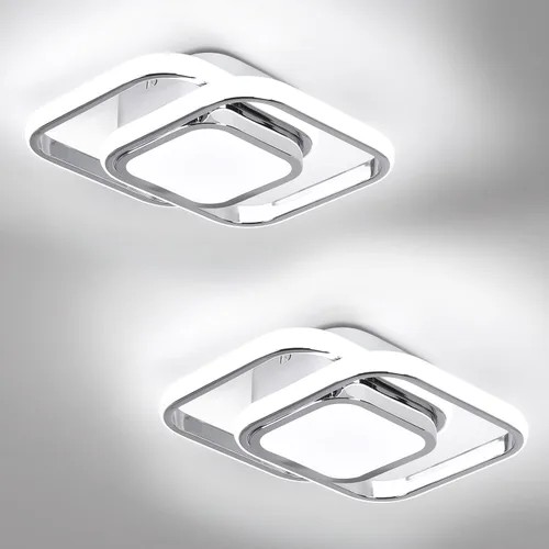 Miniatura 13 de CANEOE Lámpara de Techo Cuadrada para Pasillo, 6000K Blanco Frío Luz de Techo Moderna de Montaje al Ras, Accesorios de Iluminación LED Cromados