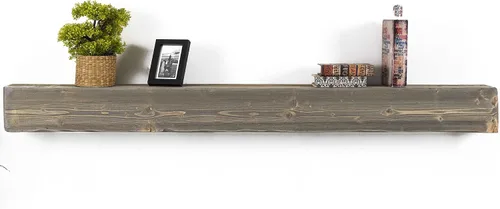 Miniatura 12 de BoscoMondo - Marco de chimenea de 6.7 pulgadas de espesor con aspecto desgastado, construcción artesanal de madera rústica, estante flotante