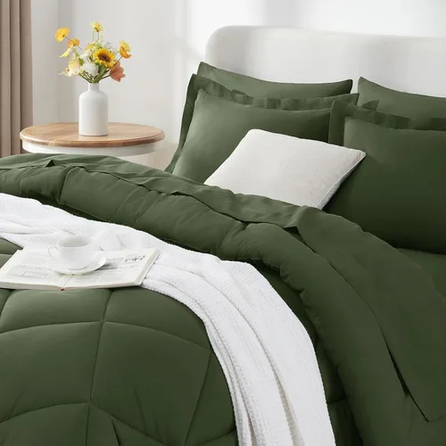 Miniatura 239 de CozyLux Juego de edredón tamaño King, color naranja quemado, toda la ropa de cama en una sola bolsa, 7 piezas: edredón, fundas de almohada