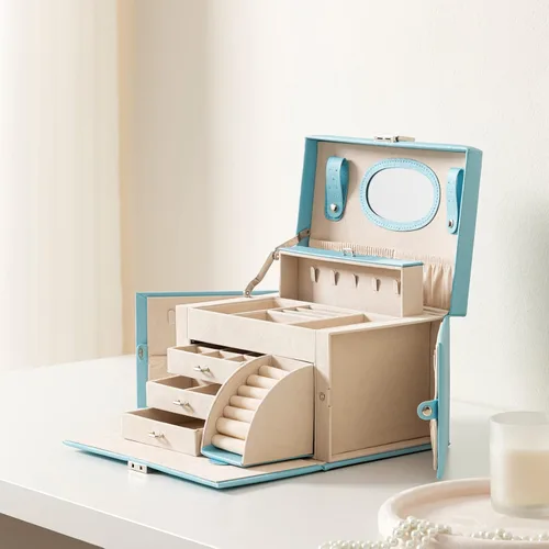 Miniatura 2 de Oyydecor Joyero organizador para mujeres y niñas piel sintética para personas mayores caja de almacenamiento de joyas de tamaño mediano