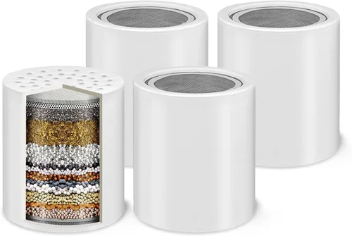 Cartucho de repuesto de filtro de ducha de 15 etapas (paquete de 4) filtro de ducha con vitamina C para agua dura, filtro de agua de ducha que