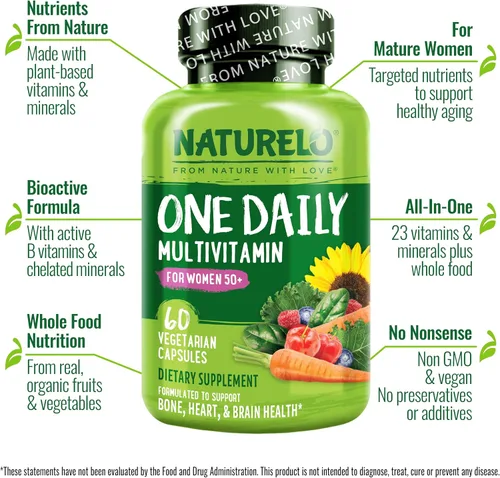 Miniatura 2 de Naturelo Multivitamina de un día para mujeres de más de 50 años (sin hierro) - Apoyo para la menopausia para mujeres mayores de 50 años - Suplemento