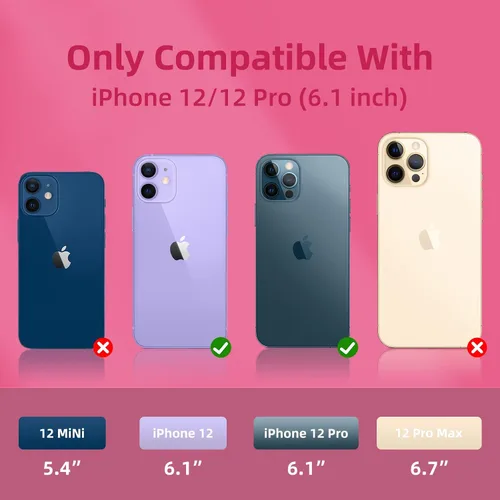 Miniatura 3 de Funda de silicona líquida compatible con iPhone 12/12 Pro, color rosa intenso [Protección contra caídas]
