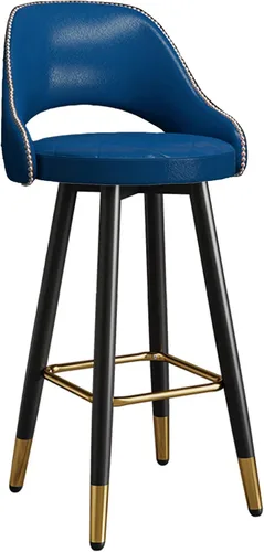 Miniatura 8 de LAJUU Taburetes de bar, silla alta giratoria, respaldo curvado de cuero, taburete de recepción con reposapiés de metal y patas de latón/naranja/25.6