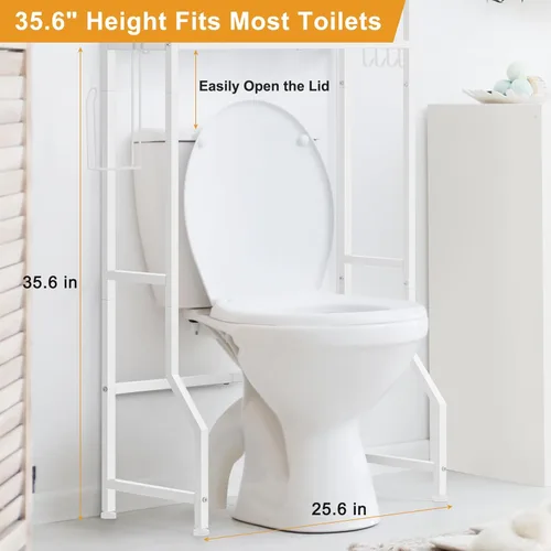 Miniatura 3 de Estante de almacenamiento sobre el inodoro de 3 niveles sobre el inodoro, organizador de baño de madera detrás del inodoro, estante de pie con 4