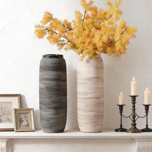 Miniatura 6 de ALMA Jarrón blanco alto para piso, jarrón extra grande de 18'' para ramo de flores secas de hierba de las pampas, jarrones grandes de cerámica