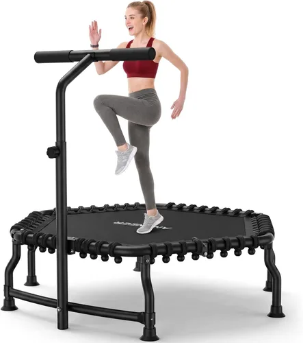 Miniatura 13 de ANCHEER Trampolín de rebote de 50 pulgadas para adultos, mini trampolín plegable 2026 con barra, trampolín de ejercicio para adultos, carga máxima