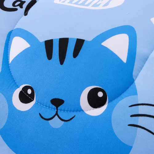 Miniatura 6 de Btargot Juego de edredón reversible de 5 piezas con diseño de gato de dibujos animados azules para niños, juego de ropa de cama con diseño de flores