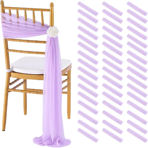 Miniatura 23 de Fanqisi 16 cintas para sillas con cintas de 8 pies de largo, cortinas de tela suave para decoración de bodas, iglesias, sillas, pasillos