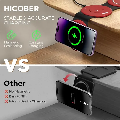 Miniatura 3 de Hicober Estación de carga inalámbrica 3 en 1 para Apple Watch y iPhone Air 17 16 15 14 13 12 Pro Max/Plus, Soporte de estación de carga inalámbrica