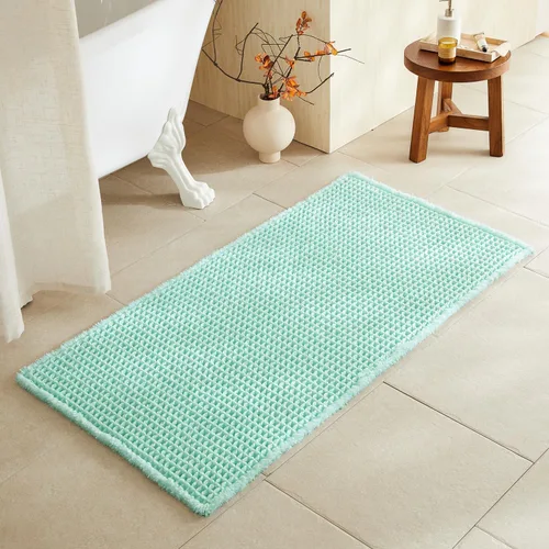 Miniatura 75 de TYUU Tapete de baño estilo gofre, tapete de baño bohemio, antideslizante, lavable, súper absorbente, de secado rápido, bonito tapete de baño