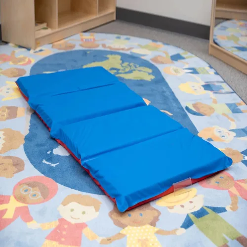 Miniatura 10 de Children's Factory Angels Tapete para Siesta de Niños Pequeños de 2" de Grosor, Rojo-Azul, Tapete para Dormir Impermeable de 4 Secciones