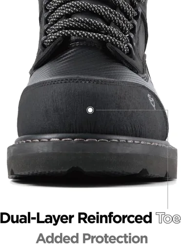 Miniatura 5 de SUREWAY Botas de trabajo para hombre de 6 pulgadas, impermeables, suaves/compuestas, cuero de caballo loco resistente, con cordones antideslizantes