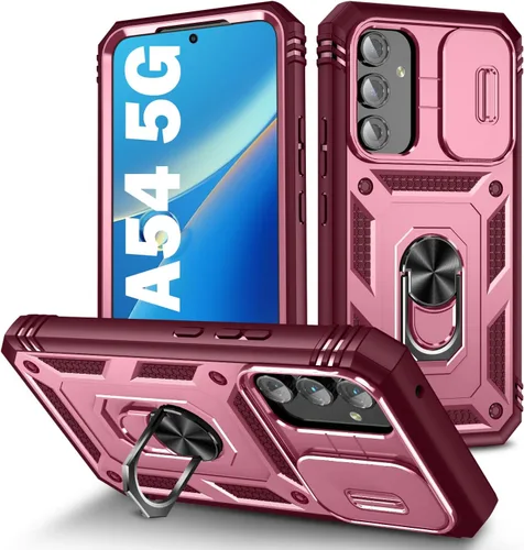 Miniatura 52 de PASNEW Funda para Samsung Galaxy A54, Soporte Metálico y Cubierta Deslizante para Cámara, Militar Multicapa Resistente de Cuerpo Completo a Prueba