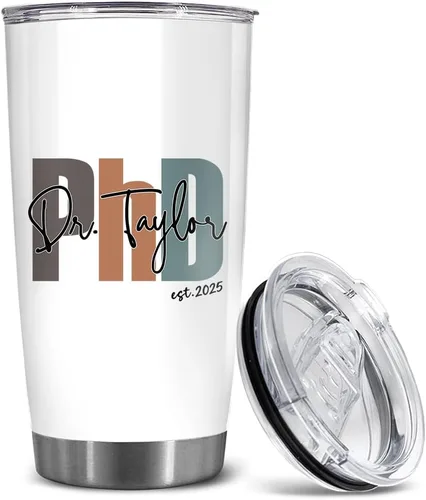 Miniatura 15 de BECHUSKY Regalo de graduación de doctorado personalizado, taza de doctorado con nombre personalizado, vaso de doctorado para hombres y mujeres